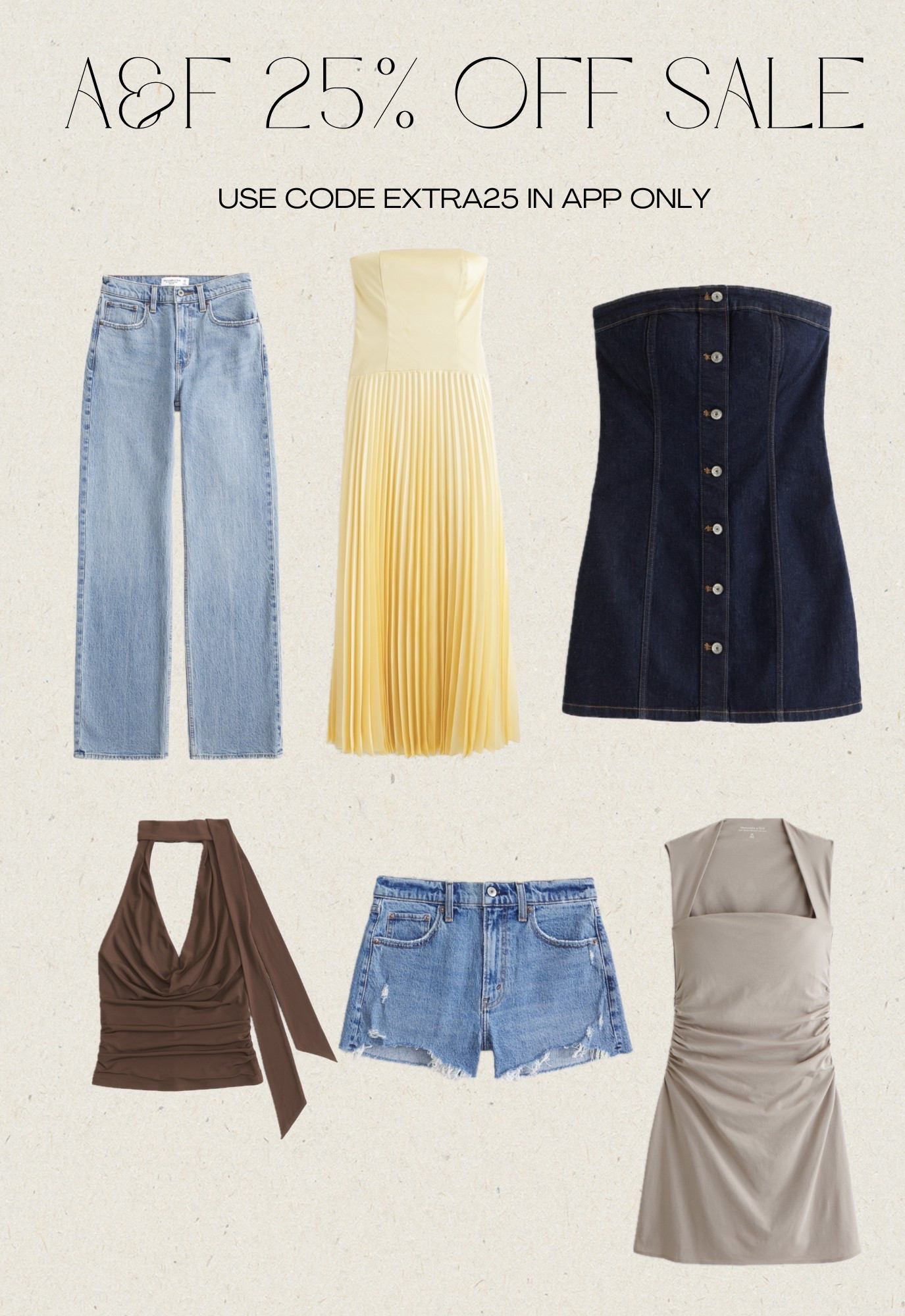 25% off almost everything on Abercrombie & Fitch on the App only! Use code EXTRA25!

#LTKStyleTip