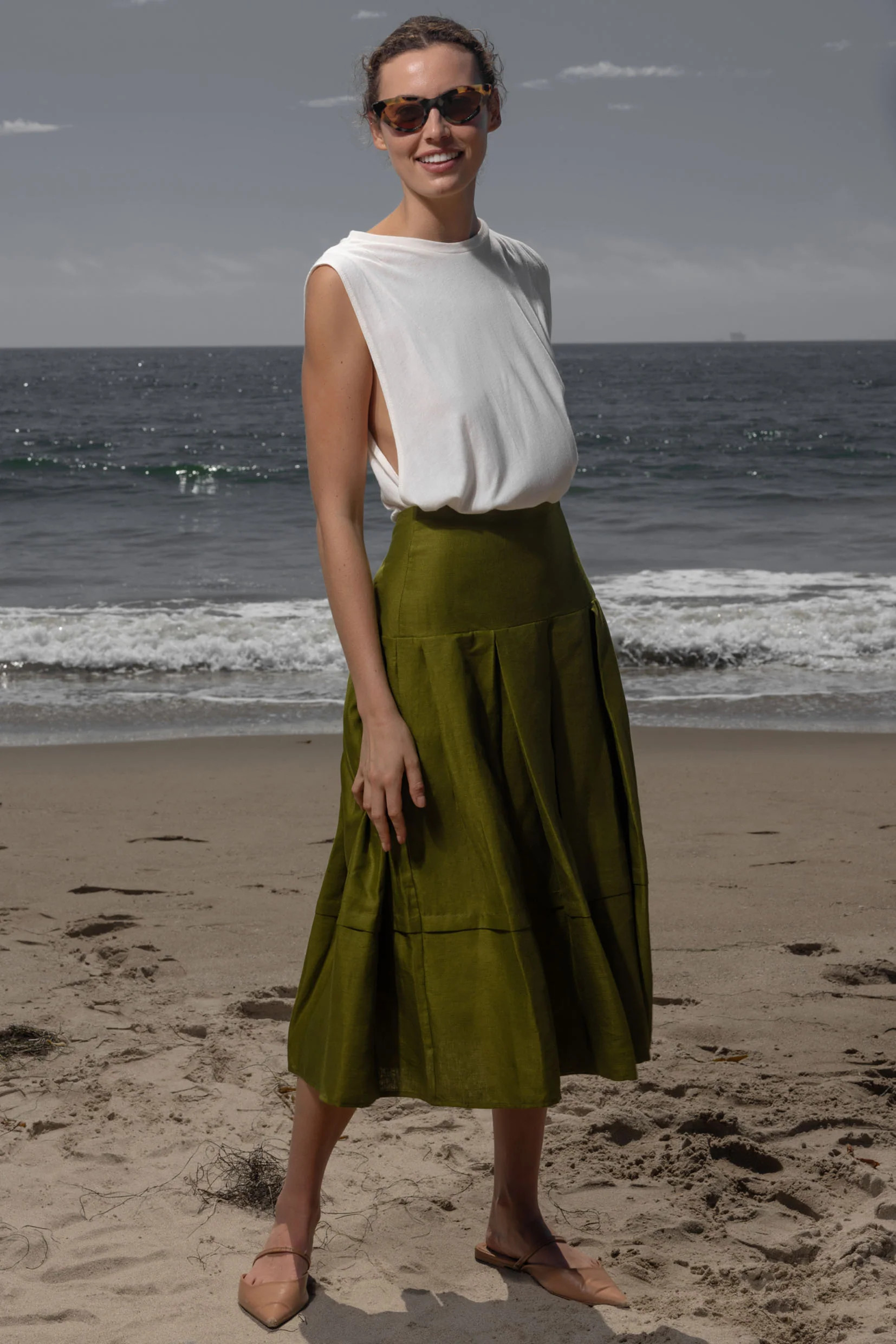 Contessa Skirt - Frog Linen | Heidi Merrick
