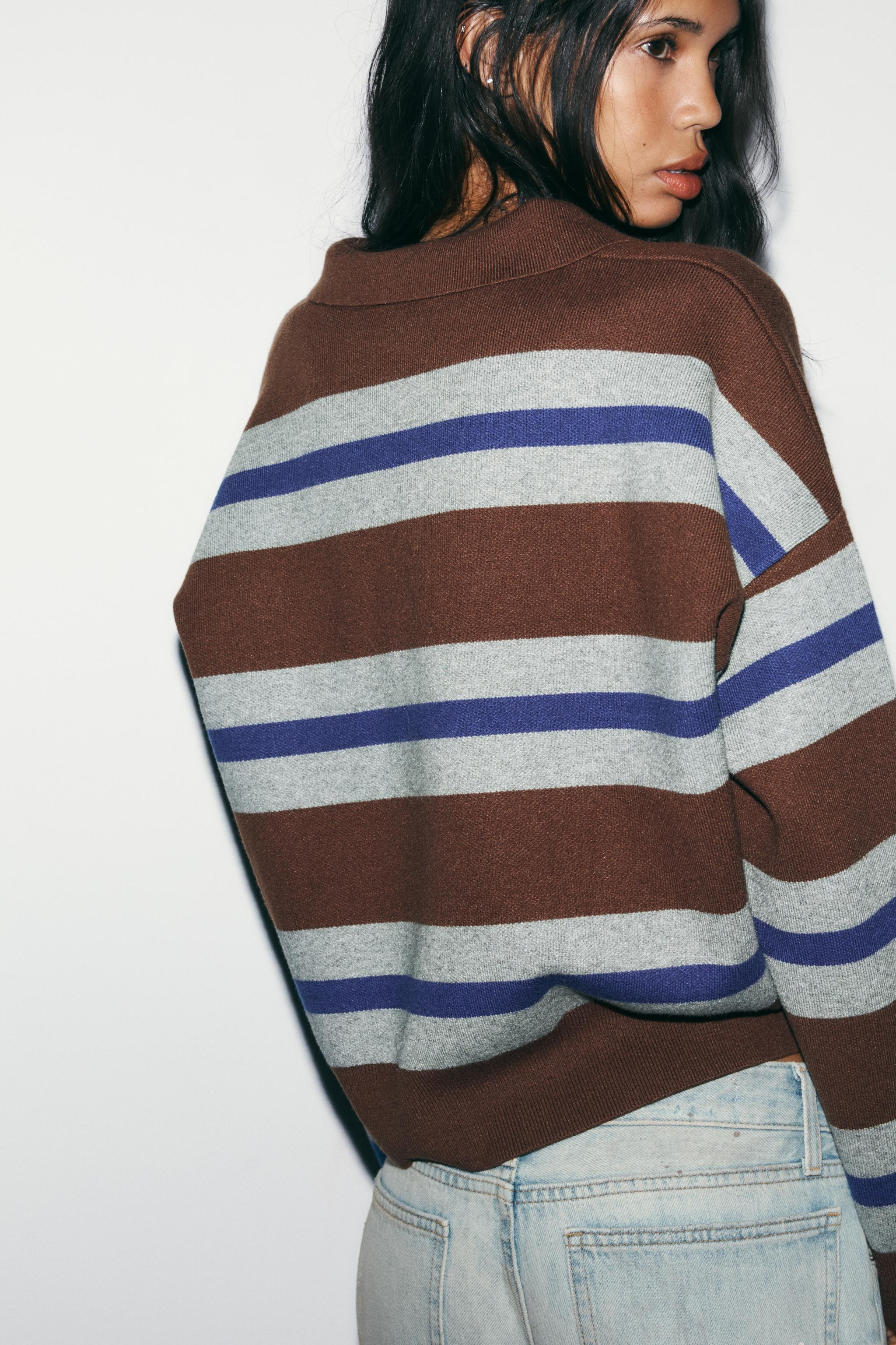 STRIPED KNIT POLO SHIRT | Zara UK