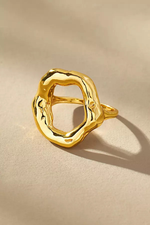 Aureum Collective Nova Wavy Circle Ring By Aureum Collective in Gold Size 6 | Anthropologie (US)
