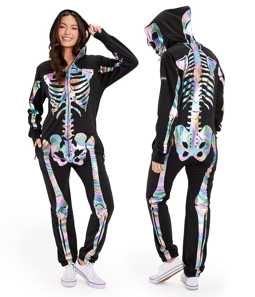 Tipsy Elves Halloween Skeleton Costume for Women - Comfy Easy Adult Onesie Jumpsuit - Front and B... | Amazon (US)