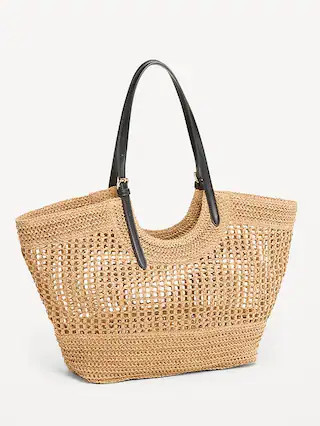 Open-Weave Straw Tote Bag | Old Navy (CA)