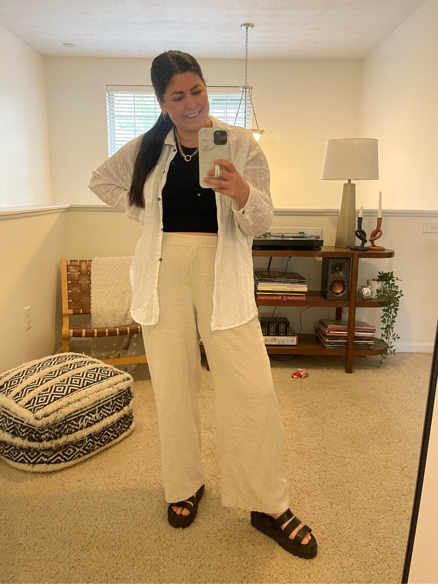 Linen pants (medium) | black sweater tank (primark, similar linked) | white button up (similar linked) | black sandals 

#LTKstyletip #LTKFind #LTKunder100