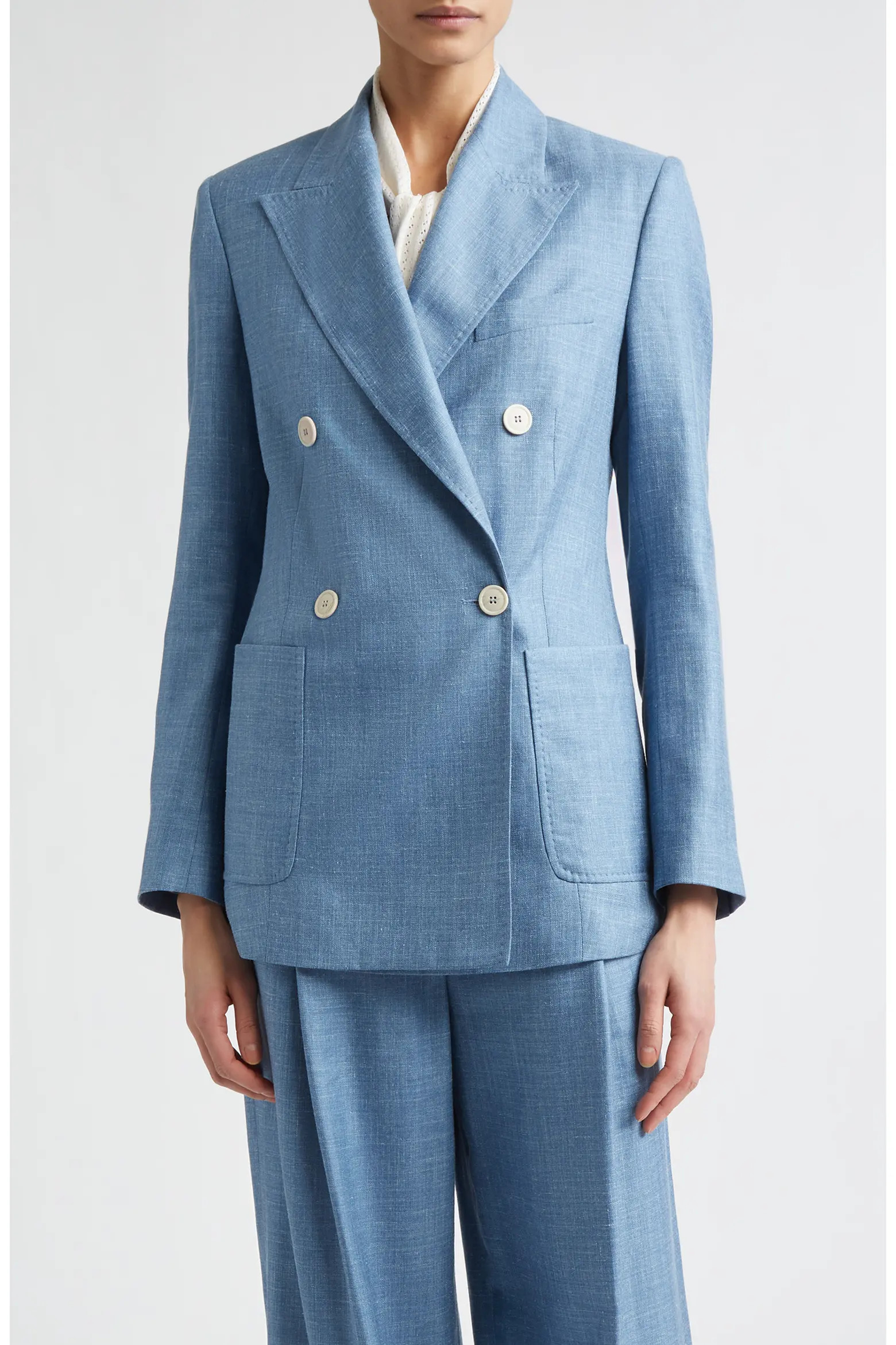 Double Breasted Wool, Silk & Linen Blazer (Women) | Nordstrom | Nordstrom