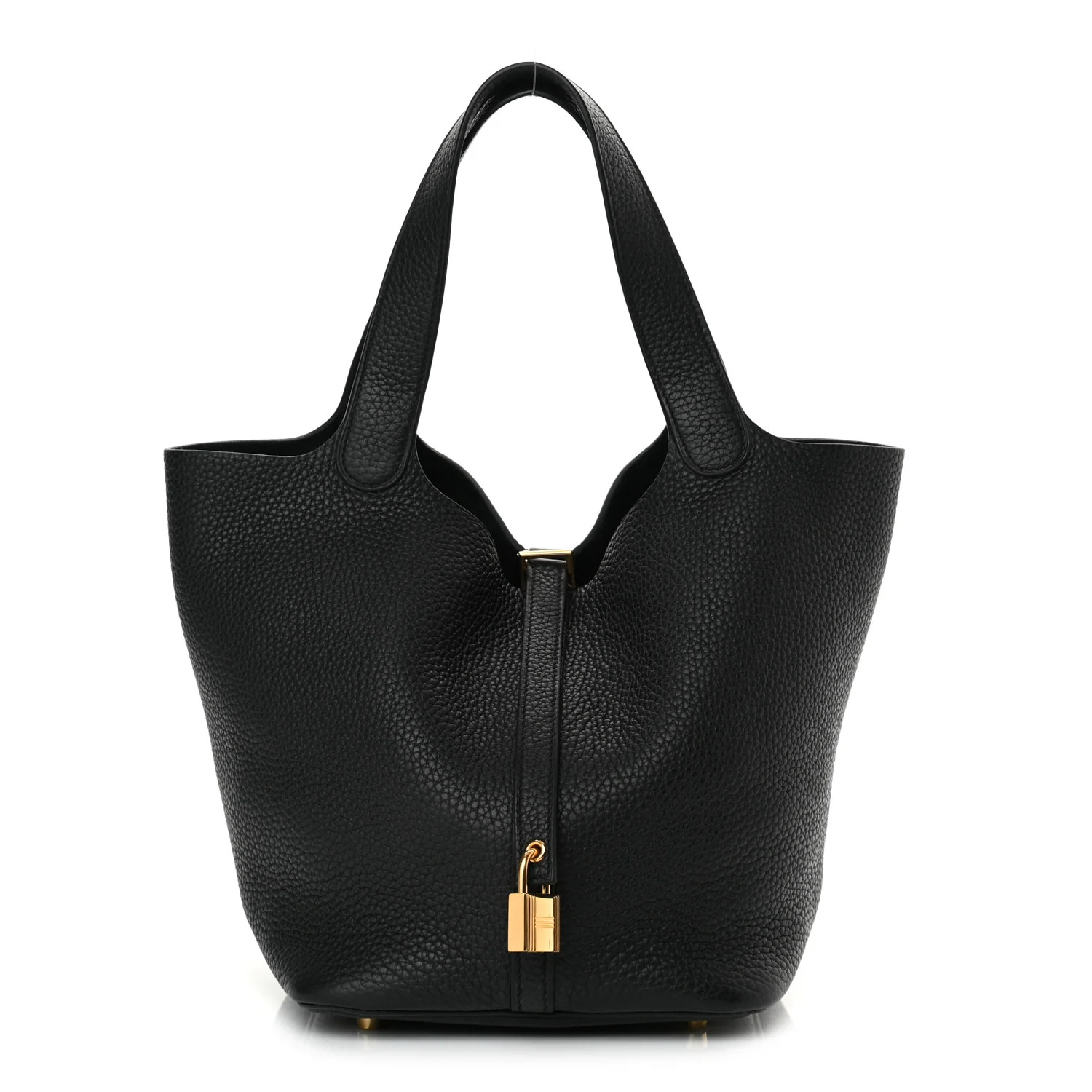 Taurillon Clemence Picotin Lock 22 MM Black | FASHIONPHILE (US)