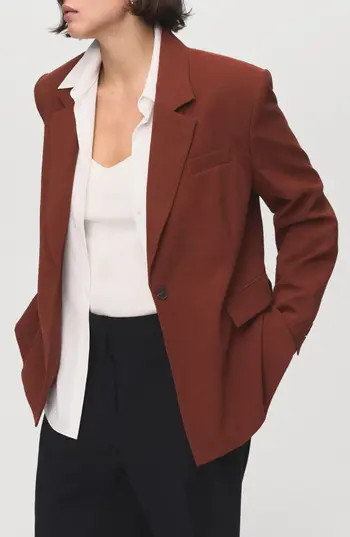 MANGO One-Button Suit Blazer in Burnt Orange at Nordstrom Rack, Size X-Small | Nordstrom Rack