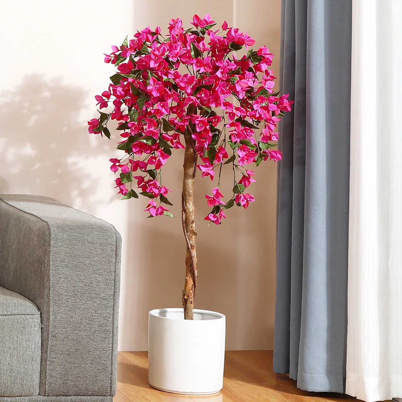 DR.Planzen 4 feet Artificial Bougainvillea Flowers Tree In Black Plastic Pot, Indoor Plants with ... | Walmart (US)