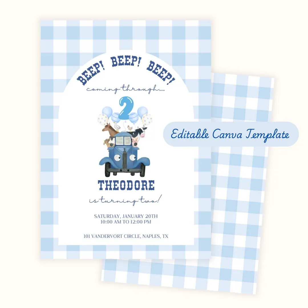 2nd Birthday Party Invitation Template Little Blue Truck - Etsy | Etsy (US)
