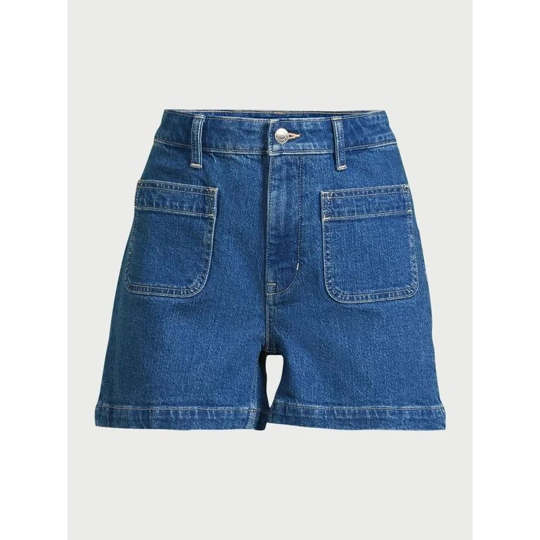 Free Assembly Women’s Patch Pocket Denim Shorts, 4” Inseam, Sizes 0-20 | Walmart (US)