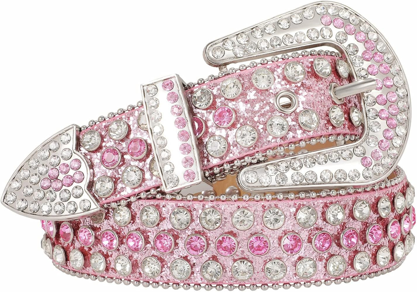 SUOSDEY Fashion Rhinestone Sequins Belt for Men Women Western Cowgirl Cowboy Bling Diamond Leather Belt for Jeans Dress | Amazon (US)