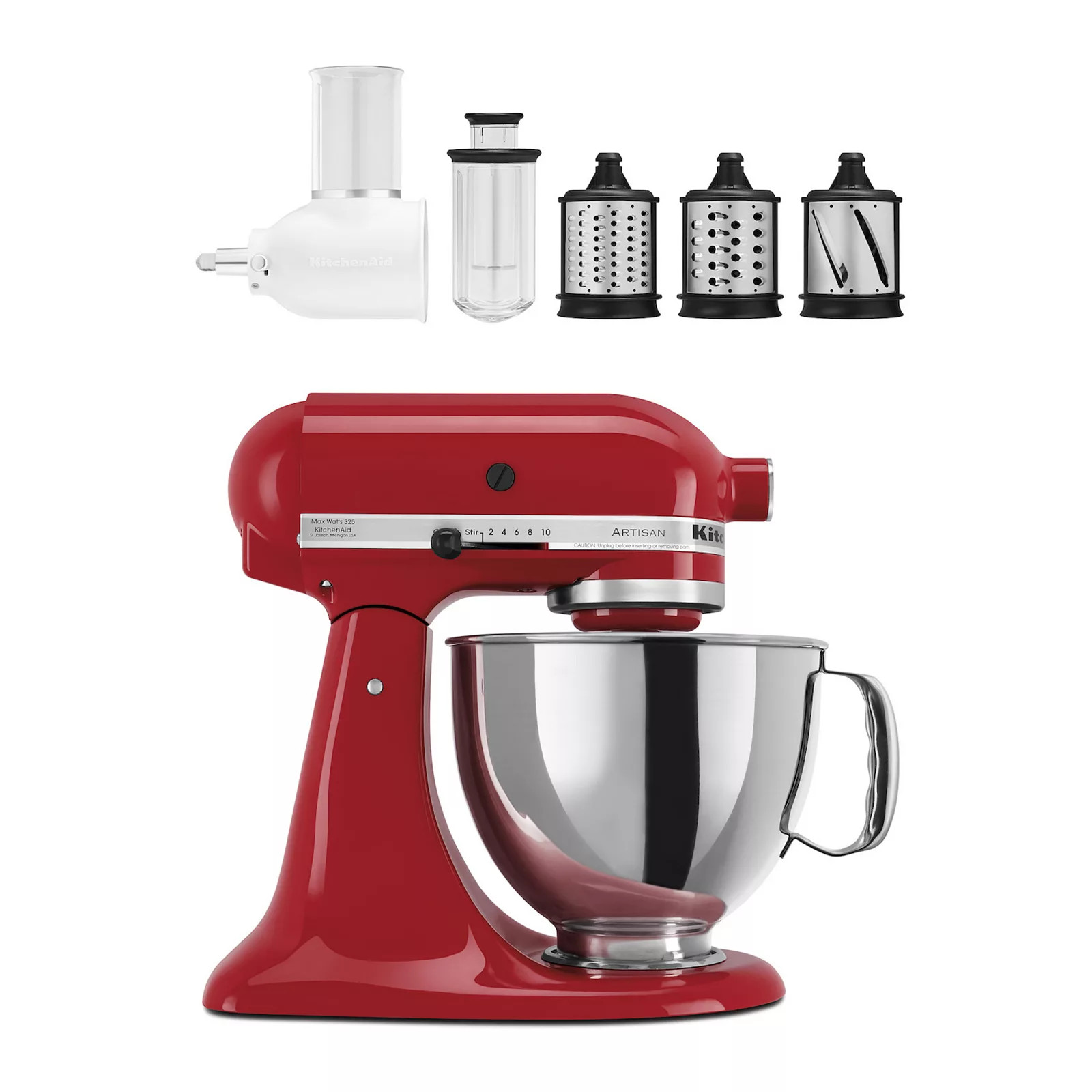 KitchenAid® KSM150FB Artisan Series 5-Quart Tilt-Head Stand Mixer with Fresh Prep Slicer/Shredder Attachment, Empire Red | Kohl's