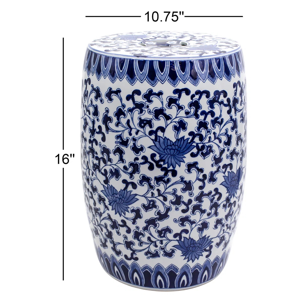 Blue & White Hand-Painted Lotus Ceramic Garden Stool | Wayfair North America