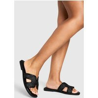 Womens Wide Fit Raffia Cutout Sandals - Black - 5 | NastyGal UK