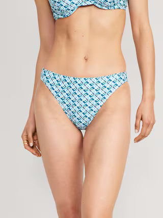 High-Waisted Printed French-Cut Bikini Swim Bottoms for Women | Old Navy (US)