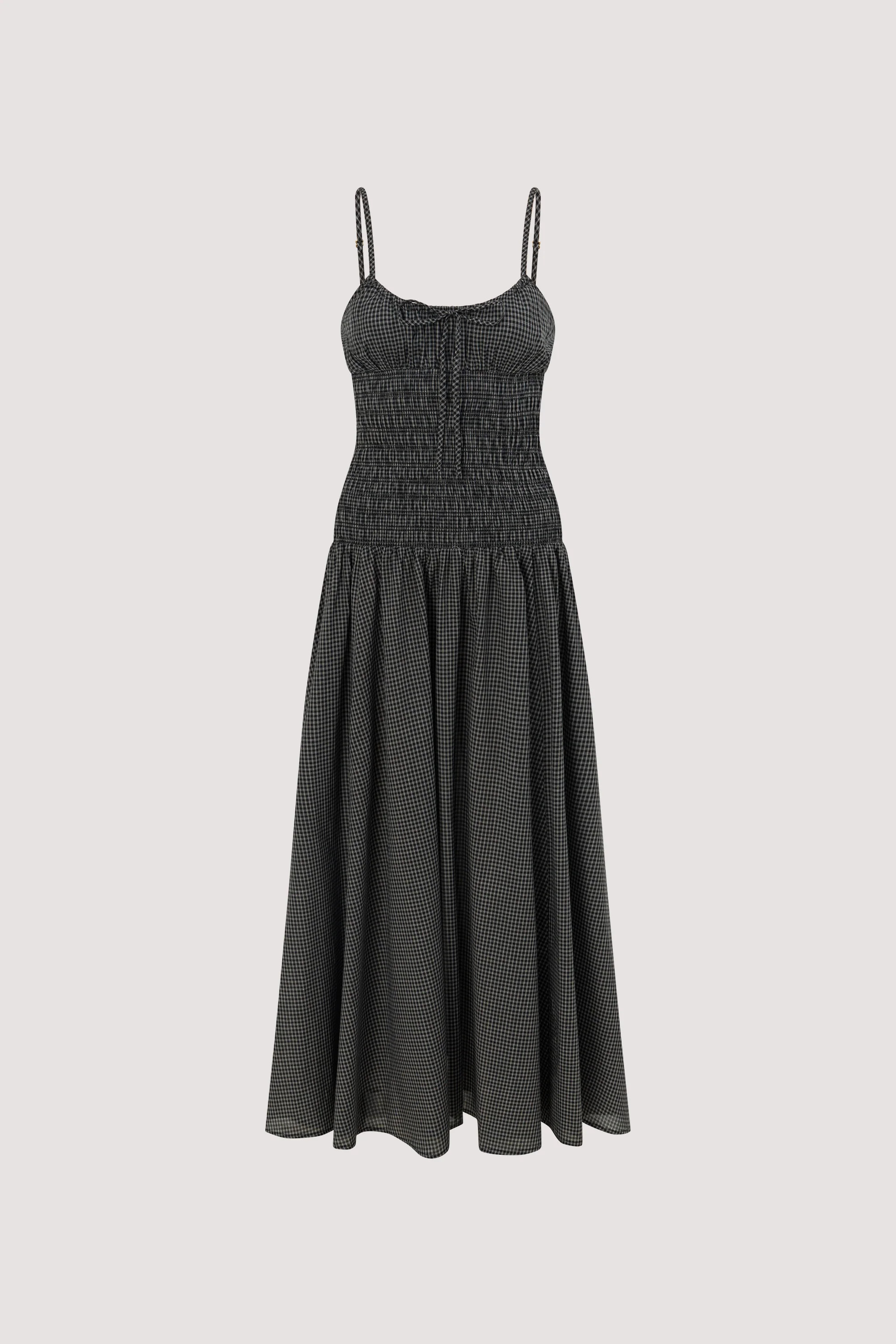 LILA BLACK CHECK MIDI DRESS | DISSH