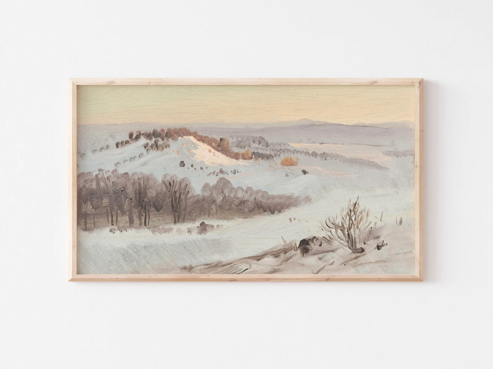Samsung Frame TV Art File | Vintage Snowy Hills Landscape Painting | Neutral Winter Art | Muted C... | Etsy (US)
