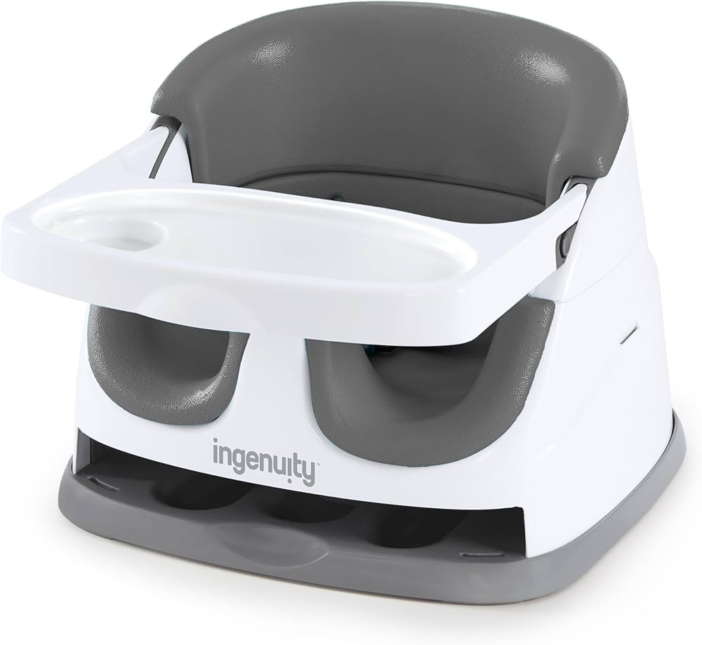 Ingenuity Baby Base 2-in-1 Booster Feeding and Floor Seat with Self-Storing Tray - Slate | Amazon (US)