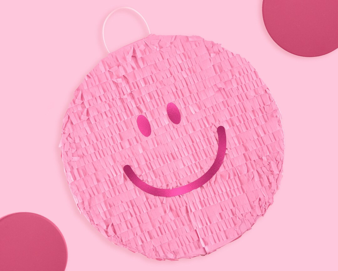 xo, Fetti Smiley Face Piñata - Pink, 11" | Happy Pastel Birthday Party Decorations, Cute Bachelo... | Etsy (US)