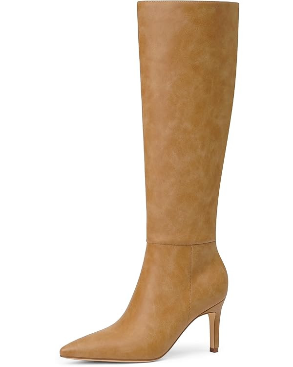 Knee High Boots Women Pointed Toe Tall Boots 3 In Stiletto High Heel Long Boots Side Zipper Dress... | Amazon (US)