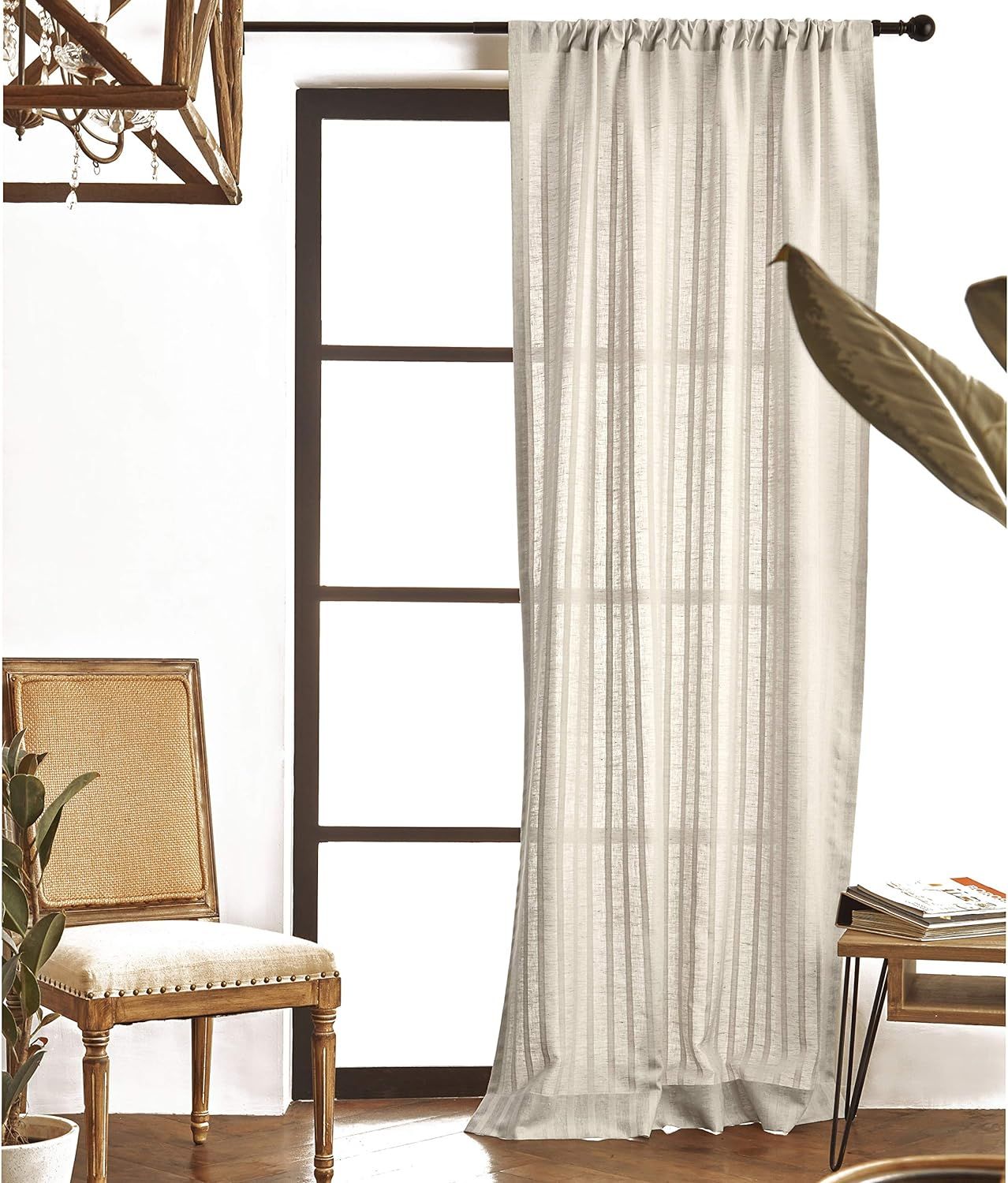 Solino Home Linen Sheer Curtain – 52 x 63 Inch Leon Natural Linen X Cotton Rod Pocket Curtain ... | Amazon (US)
