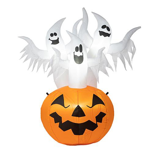 Glitzhome 6ft Lighted 3 Ghosts In Jack-O-Lantern Pumpkin with Scream Inflatable Decor | HSN