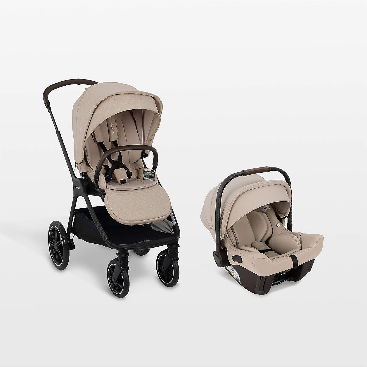 Nuna PIPA Urbn Biscotti Baseless Baby Car Seat + TRIV lx Stroller Travel System + Reviews | Crate... | Crate & Barrel