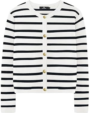 LILLUSORY Women's Striped Cardigan Sweaters Fall Oufits Clothes Fashion Trendy Long Sleeve Tops C... | Amazon (US)
