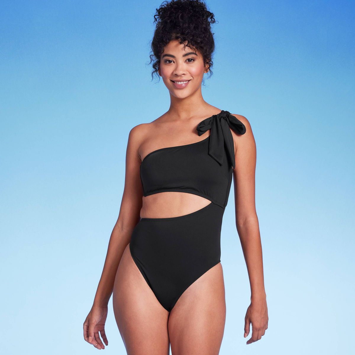 Women's One Shoulder Bow Cut Out One Piece Swimsuit - Shade & Shore™ | Target