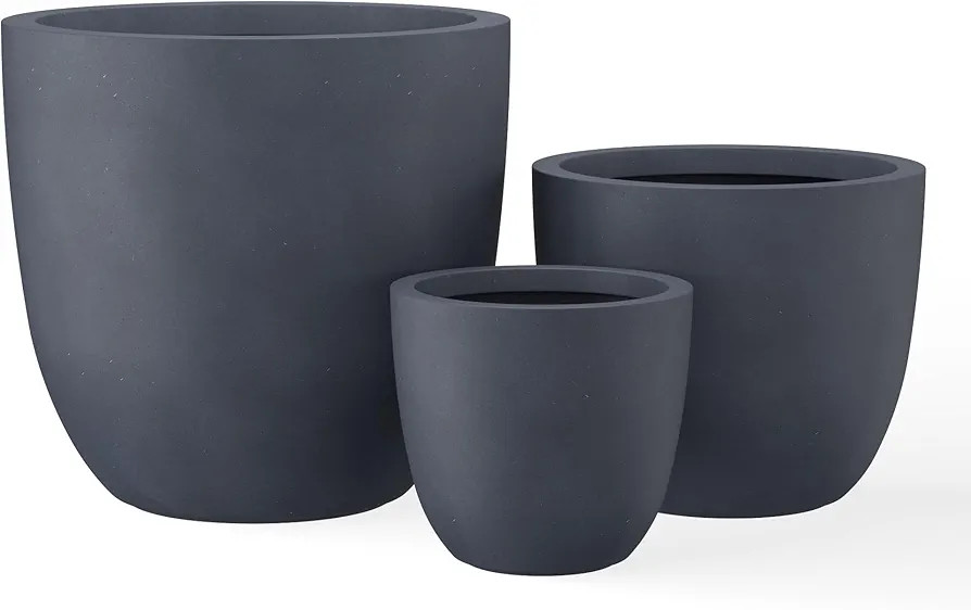 Kante 18",14",10" Dia Concrete Round Planters (Set of 3), Outdoor Indoor Large Planter Pots with ... | Amazon (US)