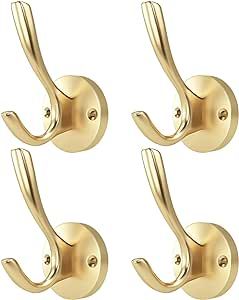 ZUONAI Gold Hooks 4 Pack Brushed Gold Wall Hooks Heavy Duty Metal Coat Hooks for Hanging Coats an... | Amazon (US)