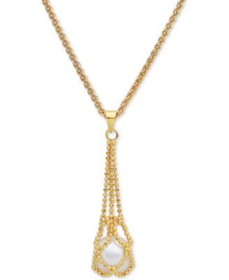 Effy Cultured Freshwater Pearl 18" Pendant Necklace (11-1/2mm) in 18k Gold-Plate Over Sterling Silver - Gold Over Silver | Macy's