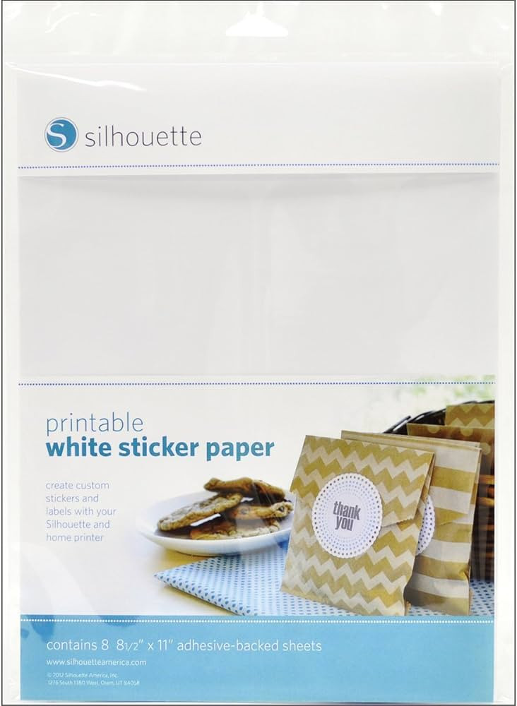 Silhouette Printable White Sticker Paper, 8.5"X11", 8 Count | Amazon (US)