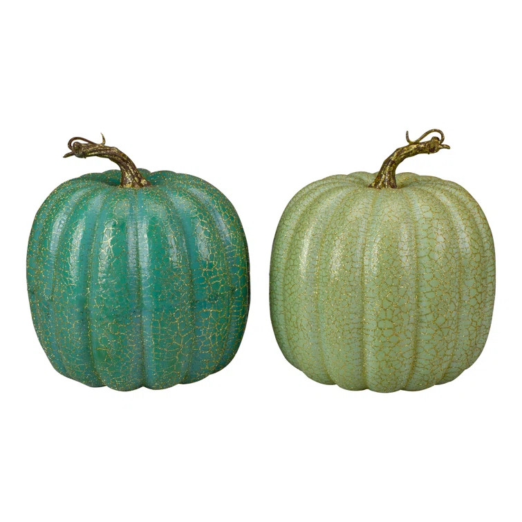 2 Piece Glittered Harvest Tabletop Pumpkins Set | Wayfair North America