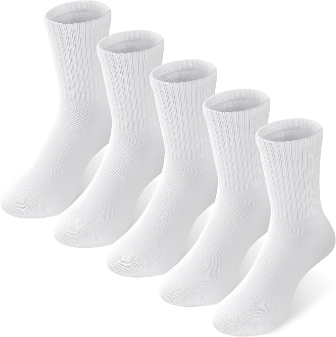Kids Crew Socks Combed Cotton School Unisex for Boys Girls 5 Pairs | Amazon (US)