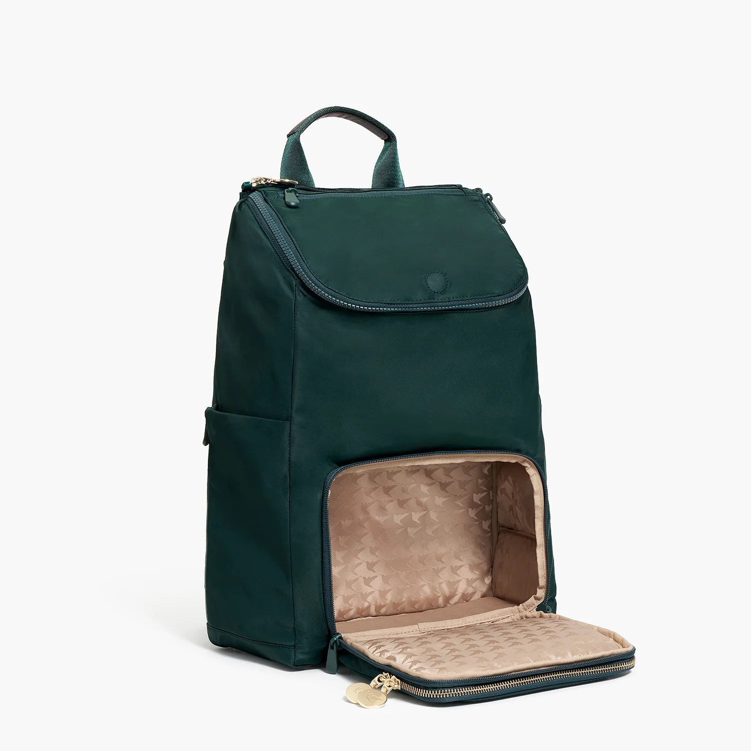 Lo & Sons Melrose Rucksack Backpack - Nylon - DarkGreen/Gold/Camel | Lo & Sons