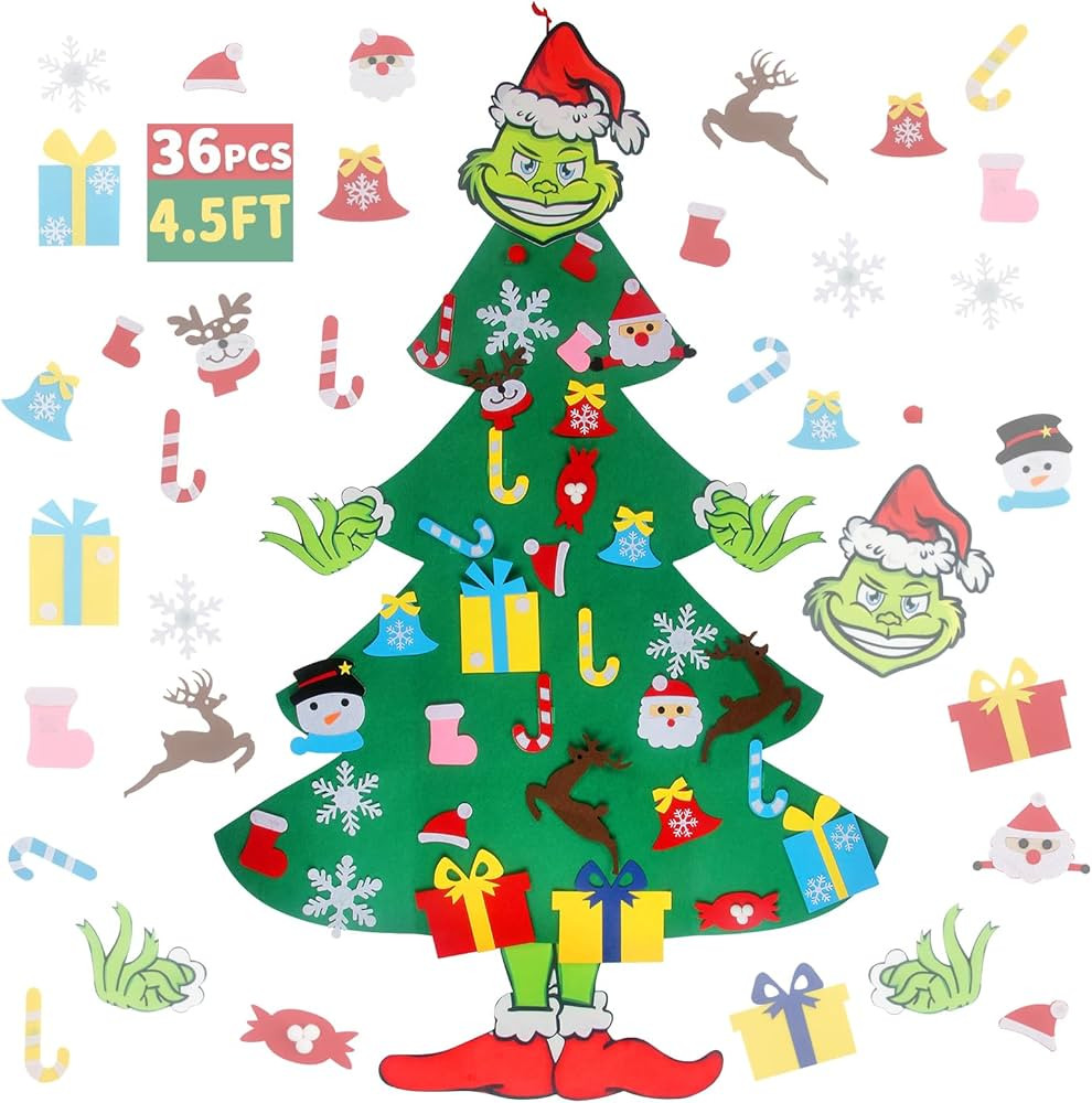 GameXcel 4.5ft Felt Christmas Tree for Toddlers with 37pcs Ornaments, Velcro Montessori DIY Xmas ... | Amazon (US)