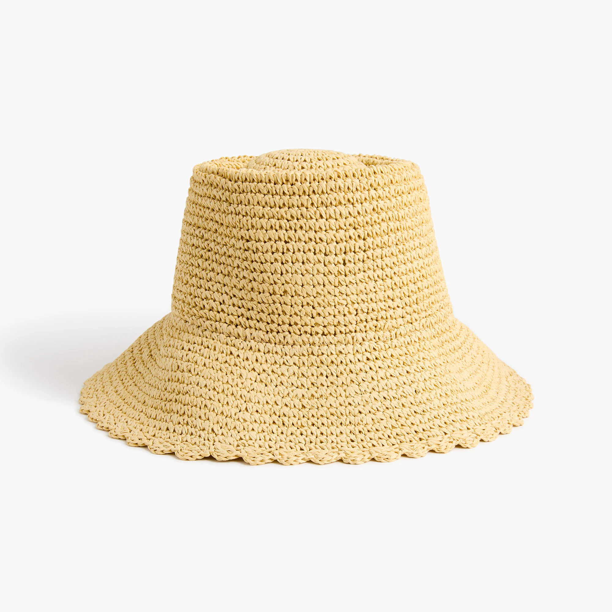 Woven scallop-trim bucket hat | J.Crew Factory