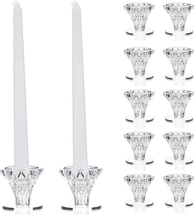 Okuna Outpost Crystal Glass Candle Holders for Candlesticks (2.4 x 2.3 Inches, 12 Pack) | Amazon (US)