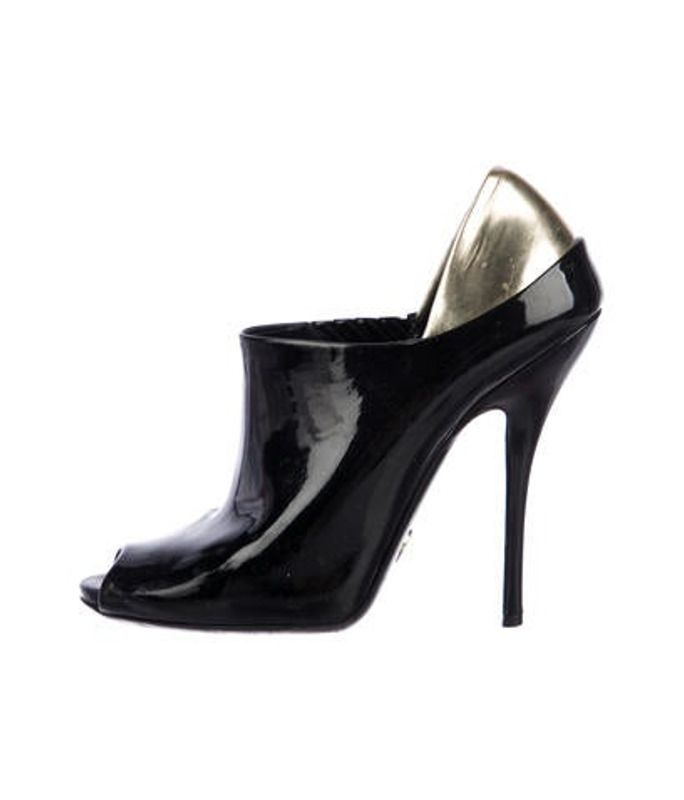 Gucci Patent Leather Peep-Toe Booties Black Gucci Patent Leather Peep-Toe Booties | The RealReal