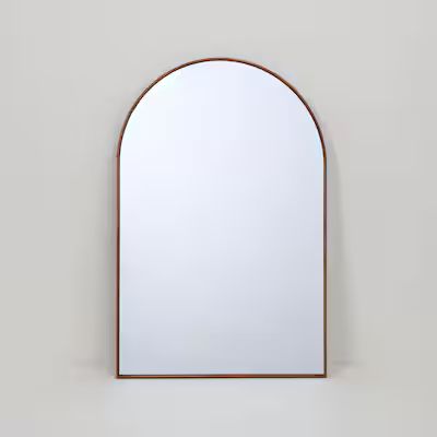 Origin 21 Arch Wood Framed Mirror 24-in W x 0.75-in H Arch Warm Walnut Polished Wall Mirror | Lowe's