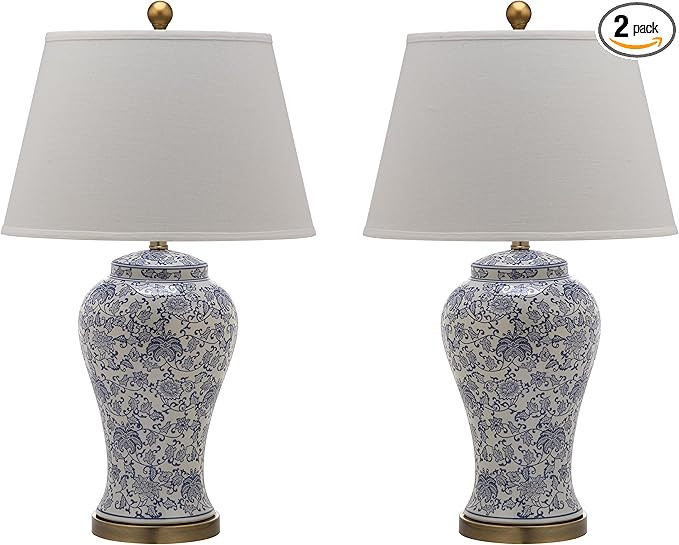 SAFAVIEH Lighting Collection – Spring Blossom Set of 2 Blue & White Floral Chinoiserie Table La... | Amazon (US)