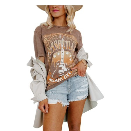 Anbech Nashville Shirt Women Nashville Music City Tee Shirt Tennessee Country Concert Graphic Tees G | Walmart (US)