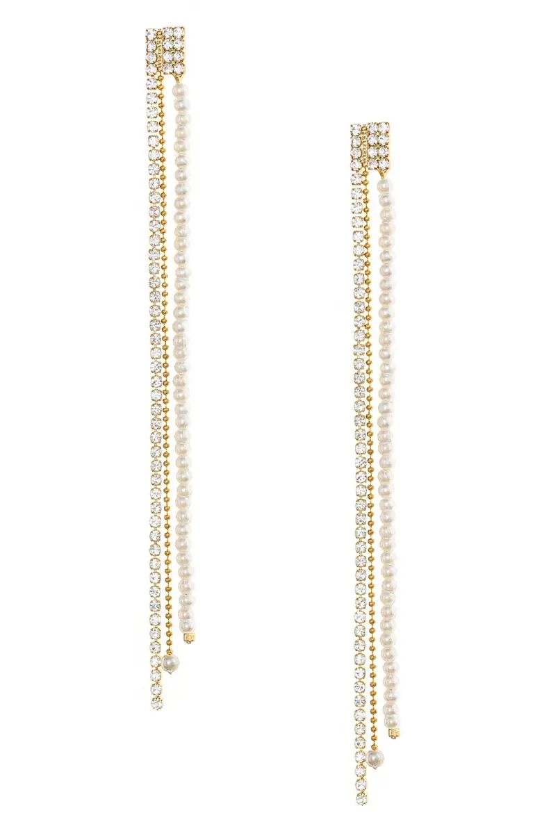 Pearl & Crystal Linear Drop Earrings | Nordstrom
