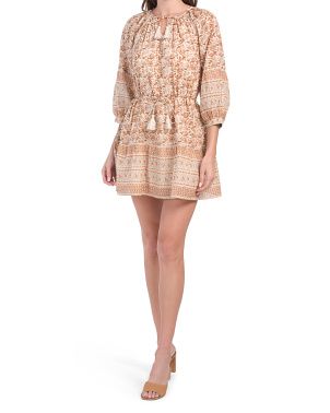 Artisan Crafted Woodblock Print Rosy Mini Dress | TJ Maxx