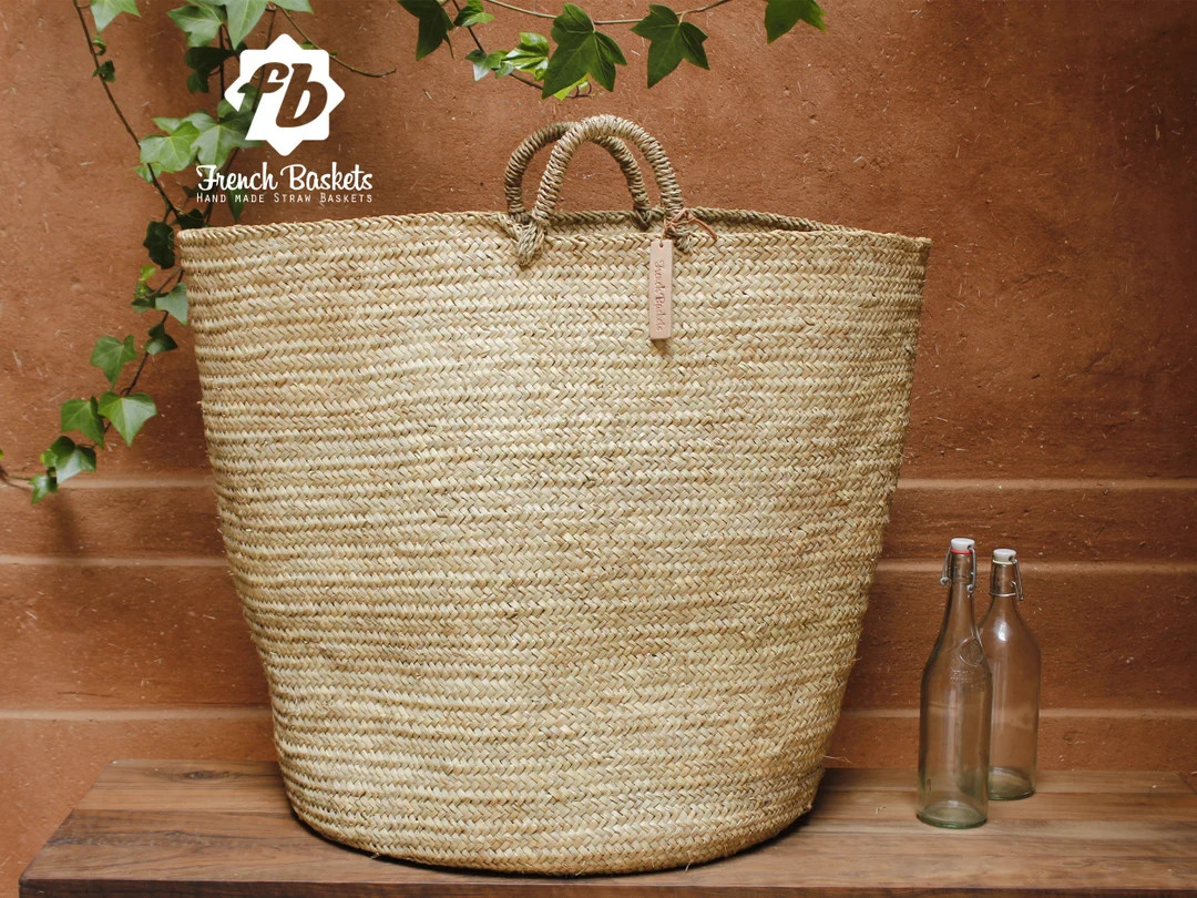 Large Round Storage Home Decor Palm Leaf Baskets - Handmade French Baskets - Etsy | Etsy (US)