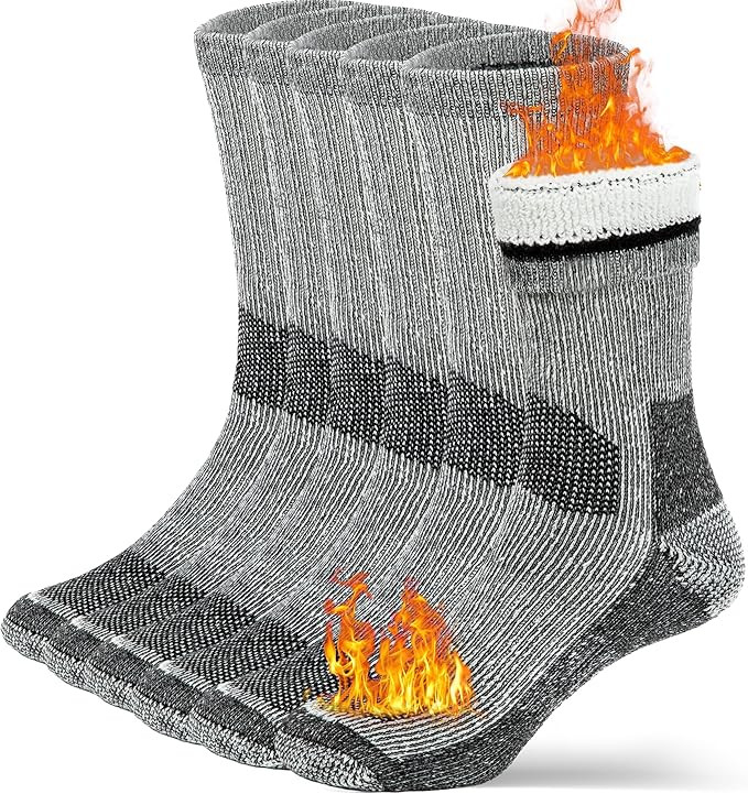 Buttons & Pleats Wool Socks for Men & Women Merino Thermal Warm Cozy Winter Boot Sock | Amazon (US)