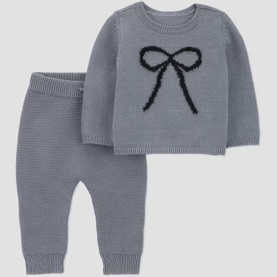 Carter's Just One You® Baby Girls' 2pc Bow Sweater Set - Gray | Target
