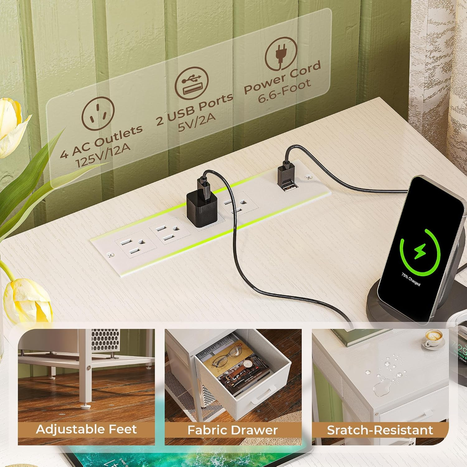 SUPERJARE L Shaped Desk with Power Outlets, Computer Desk with Drawer, Reversible Corner Desk wit... | Amazon (US)