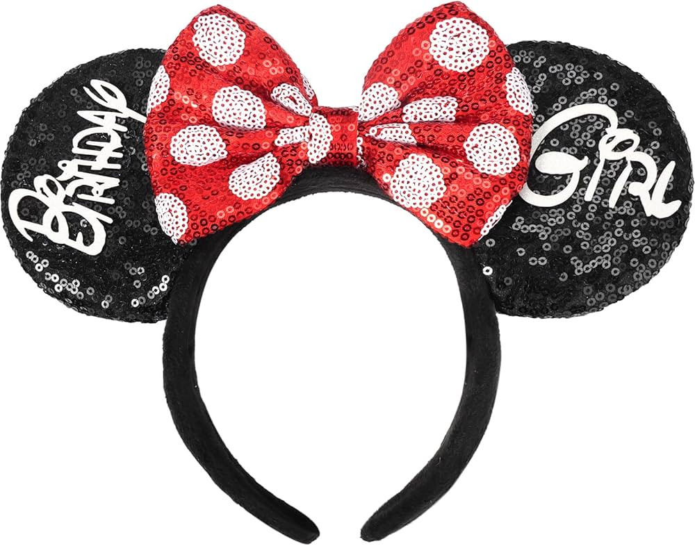 ETLUK Mouse Ears Headband, Mouse Ears Sequin Bow Headbands for Women Girls, Birthday Party Decora... | Amazon (US)