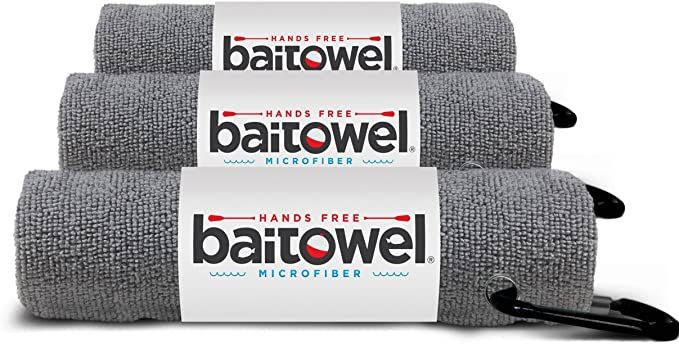 Bait Towel 3 Pack Gray Fishing Towels with Clip, Plush Microfiber nap Fabric, 16x16, The Original... | Amazon (US)